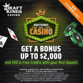 DraftKings Casino: Get a bonus up to $2,000 + $50 in free credits