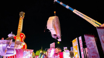 Pieces of Flamingo Casino sign removed from Neon Museum for restoration project